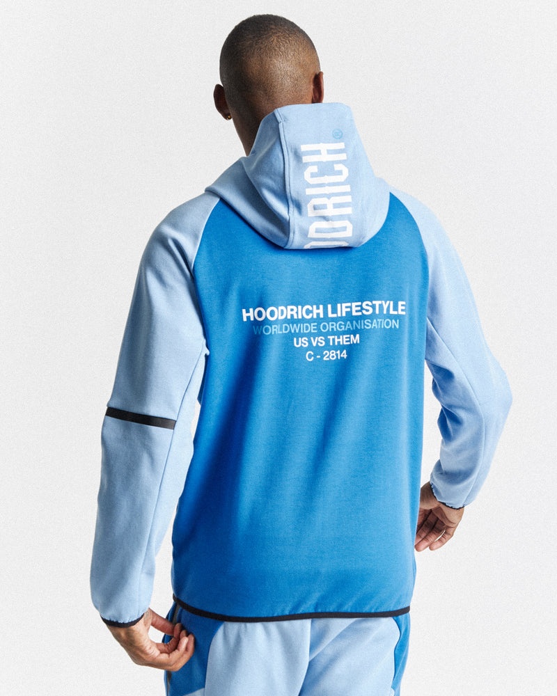 Blue / Blue / White Men's Hoodrich OG Cycle Full Zip Hoodie | USA CZFRLJ710