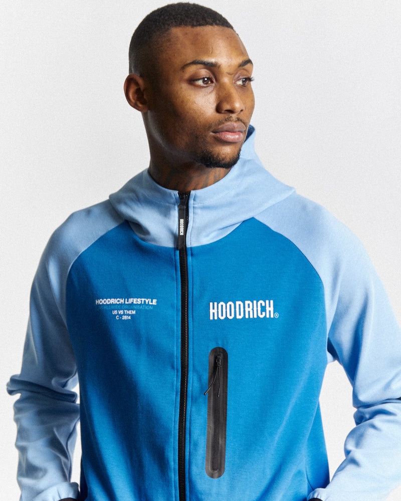 Blue / Blue / White Men's Hoodrich OG Cycle Full Zip Hoodie | USA CZFRLJ710