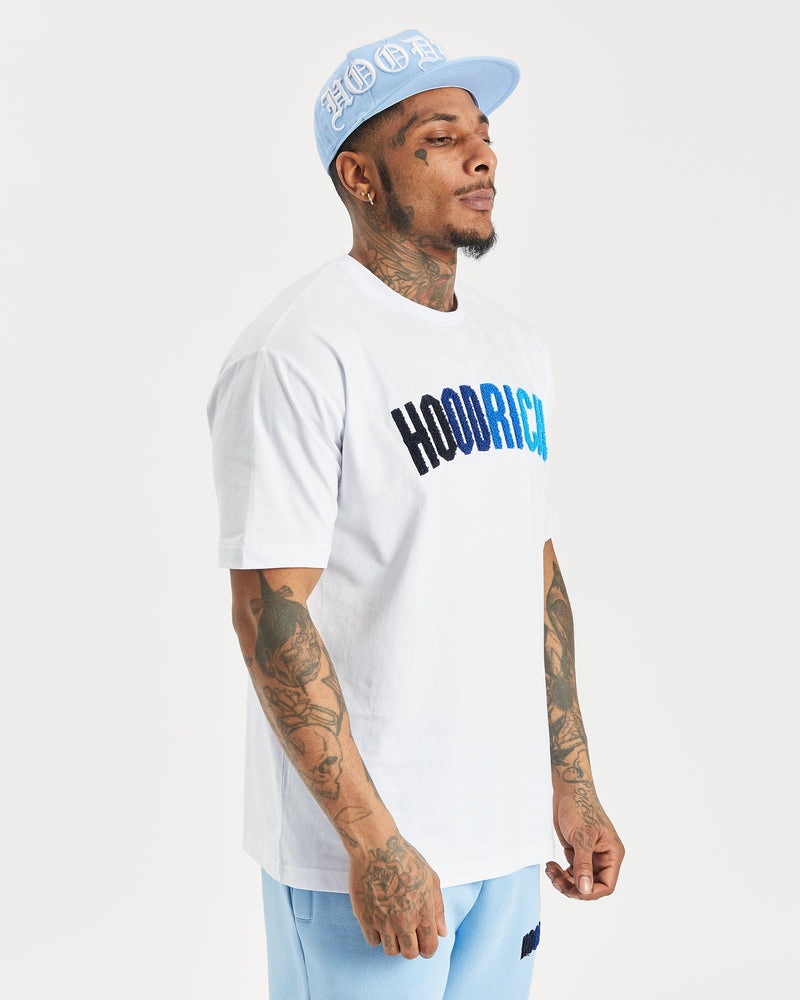 Blue / White Men's Hoodrich OG Script Fitted Cap | USA JUBHCZ905