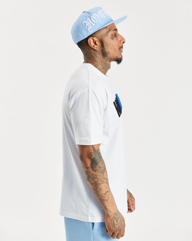 Blue / White Men's Hoodrich OG Script Fitted Cap | USA JUBHCZ905