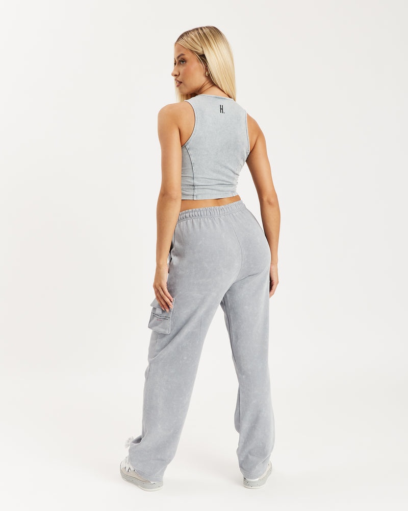 Grey Wash Women's Hoodrich Peak Cropped Tank Tops | USA QXFGYZ964