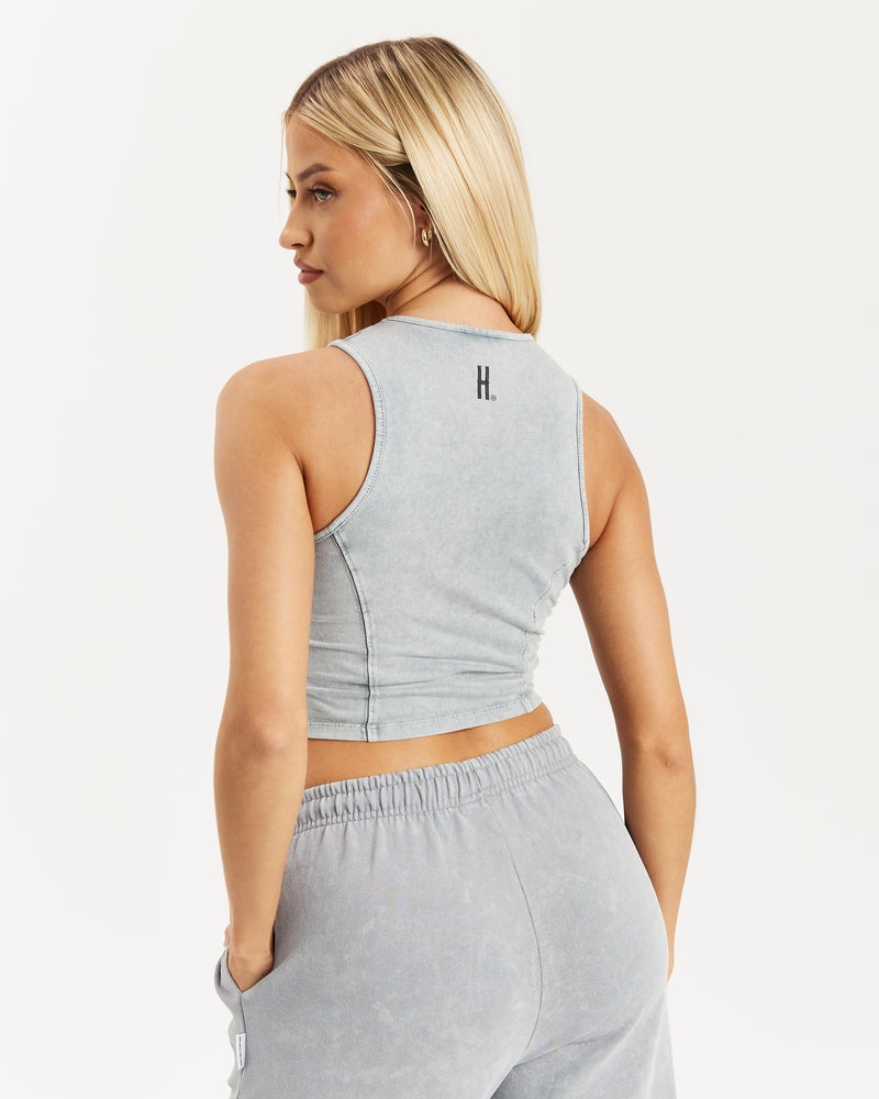 Grey Wash Women's Hoodrich Peak Cropped Tank Tops | USA QXFGYZ964