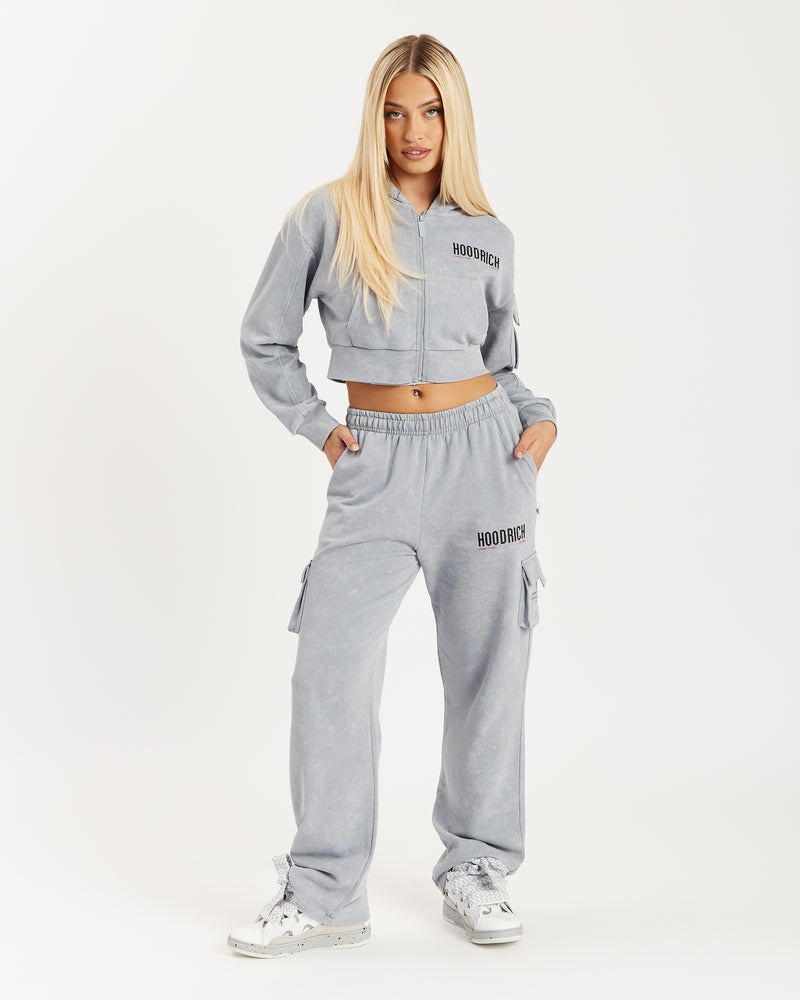 Grey Wash Women's Hoodrich Peak Open Hem Joggers | USA PZUKIW641