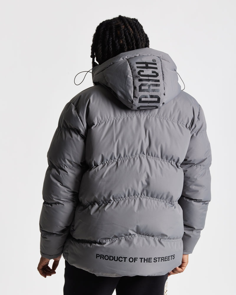 Grey / Black Men's Hoodrich Vern Puffer Jacket | USA YPKZNC571