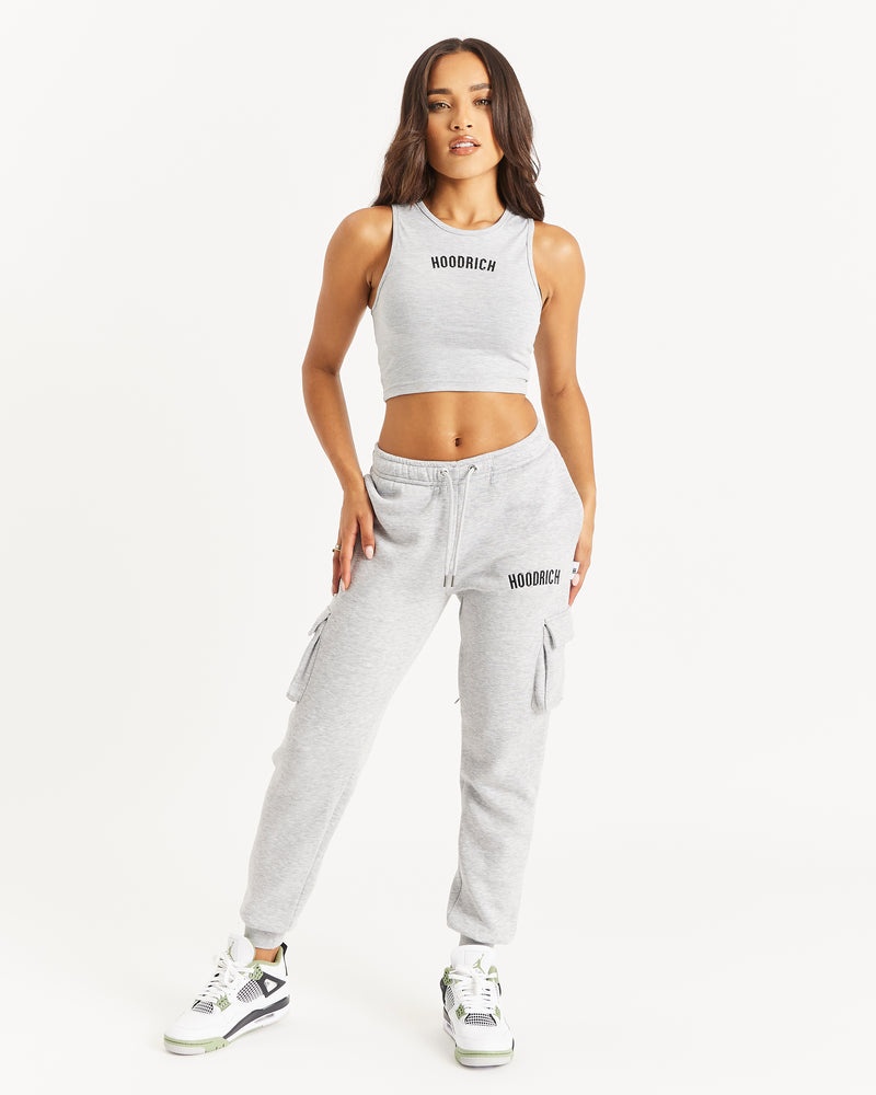 Grey / Black Women's Hoodrich OG Luna Cropped Tank Tops | USA EVRKBU281