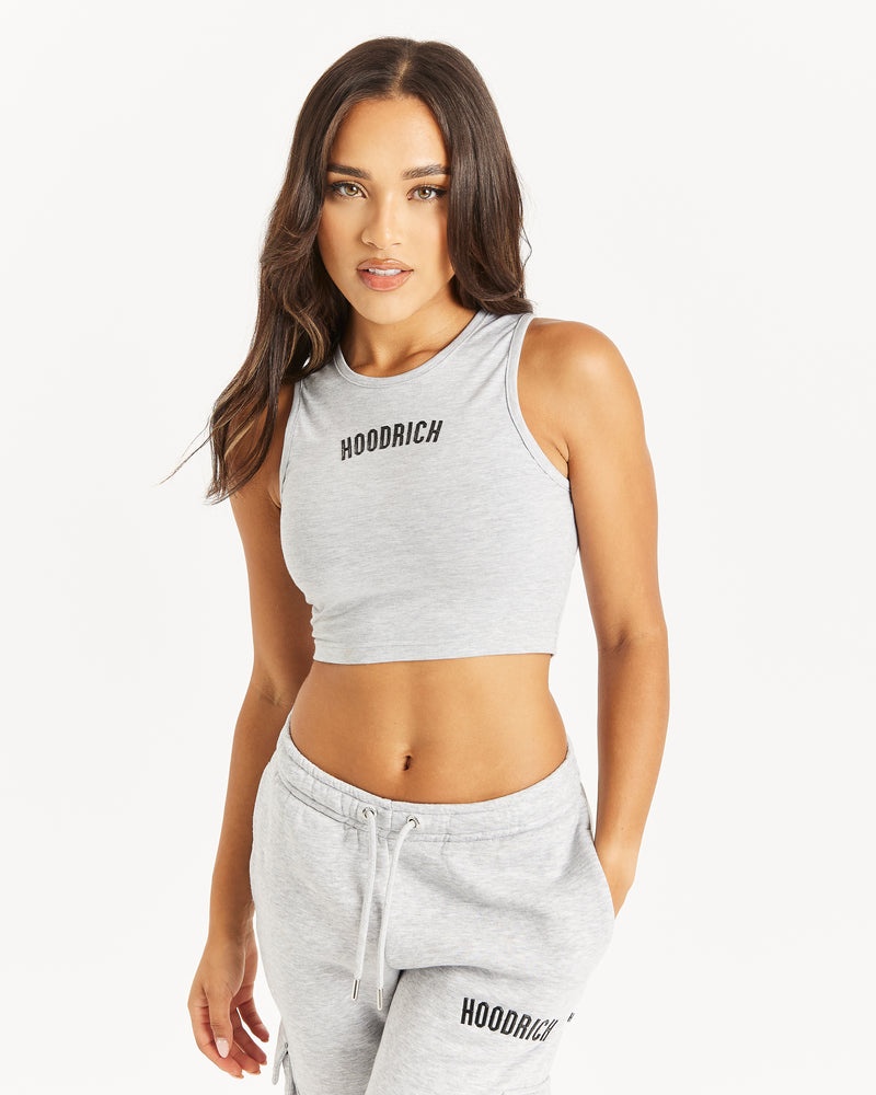 Grey / Black Women's Hoodrich OG Luna Cropped Tank Tops | USA EVRKBU281