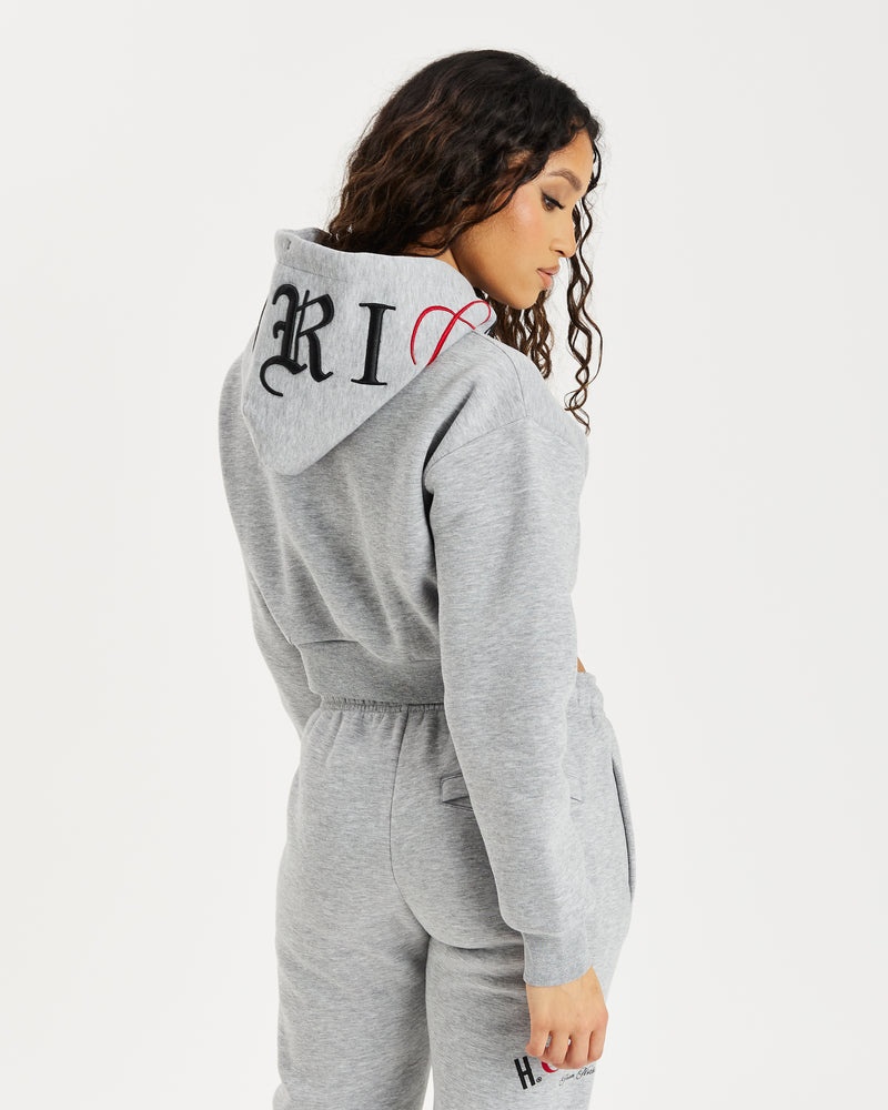 Grey / Black / Red Women's Hoodrich OG Calor Cropped Hoodie | USA YEVAFH798