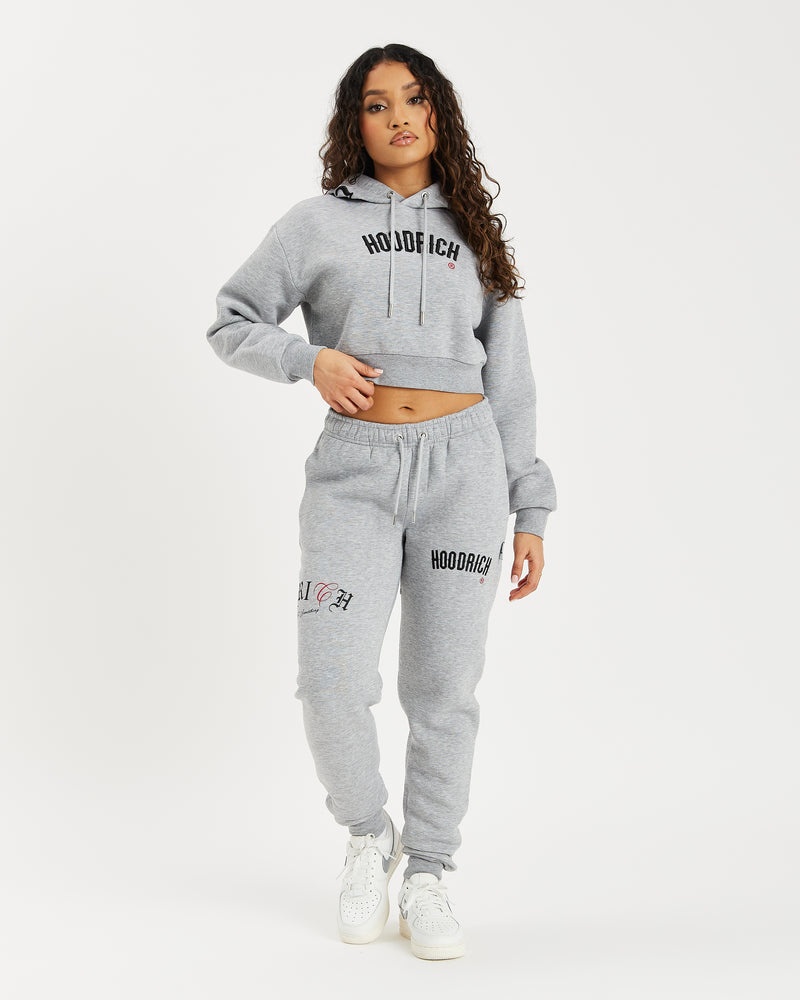 Grey / Black / Red Women's Hoodrich OG Calor Cropped Hoodie | USA YEVAFH798