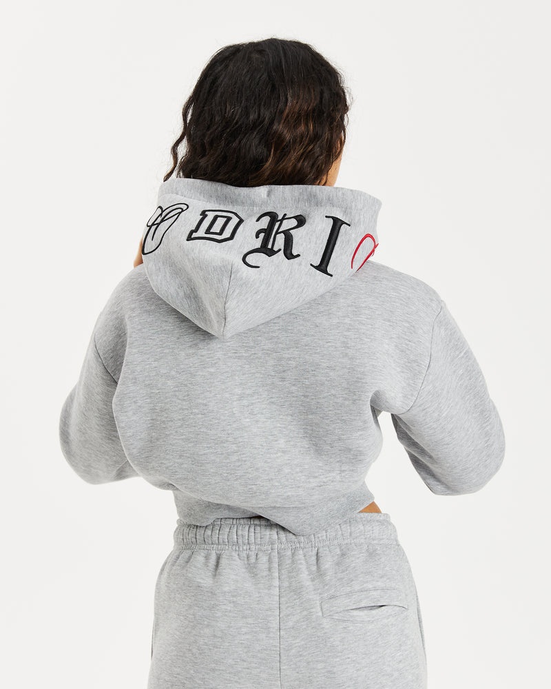 Grey / Black / Red Women's Hoodrich OG Calor Cropped Hoodie | USA YEVAFH798