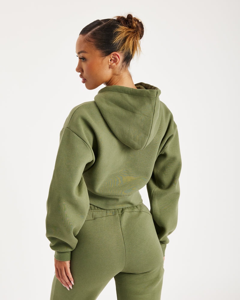 Olive / White Women's Hoodrich Aspect Cropped Hoodie | USA KBGNLC234