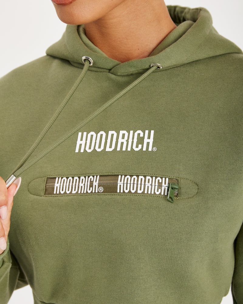 Olive / White Women's Hoodrich Aspect Cropped Hoodie | USA KBGNLC234