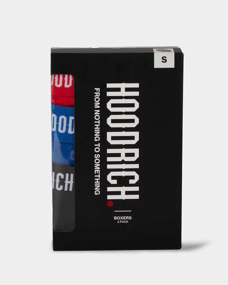 Red / Blue / Black Men's Hoodrich Stadium 3 Pack Boxers | USA RVQGHU743