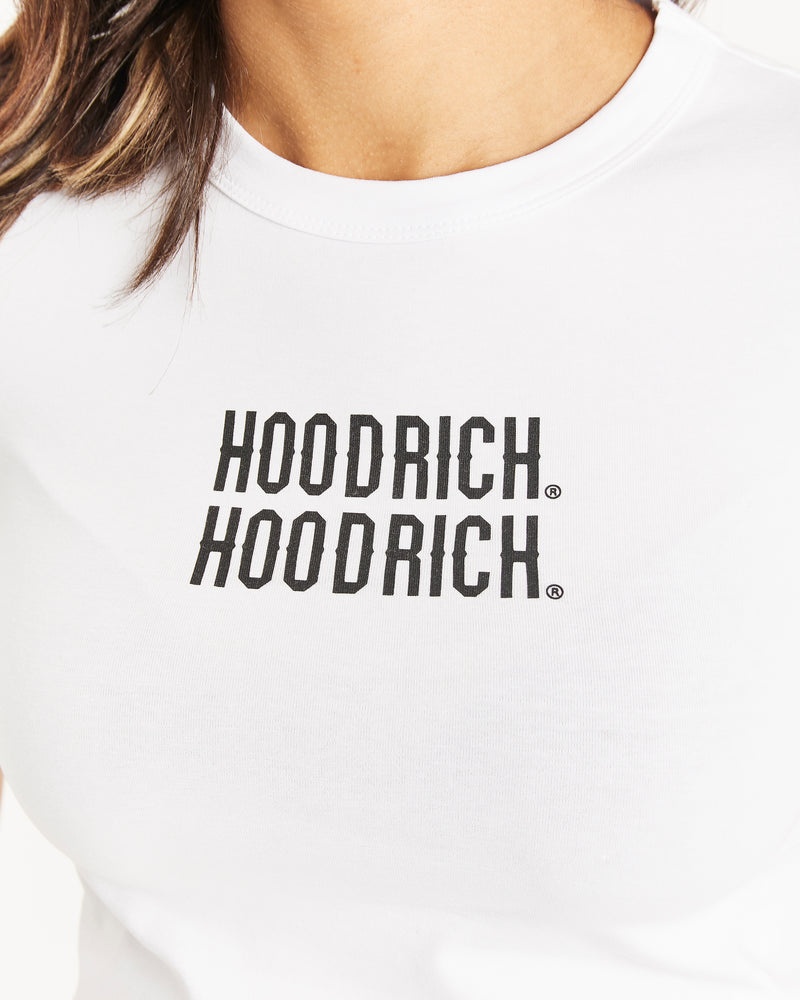 White / Black Women's Hoodrich OG Intel V2 Fitted T-Shirt | USA FNTQGZ412